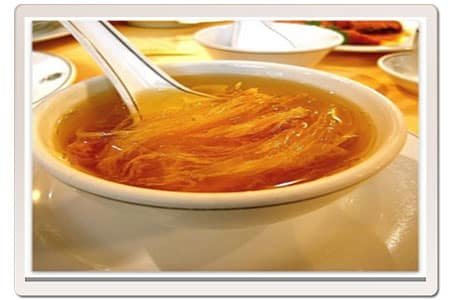 Shark fin soup, a delicacy, apparently! 