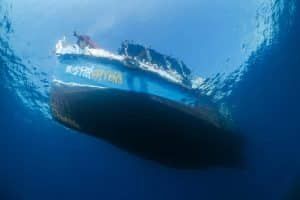 1 dive boat from below the surface
