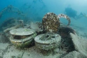 artificial reef with underwater toilet