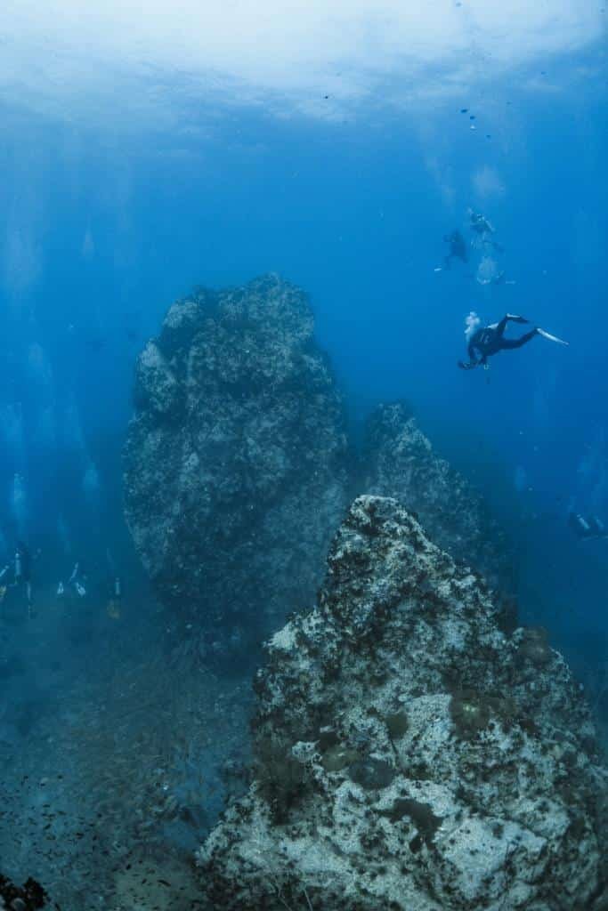 divers-in-front-of-a-pinnacle