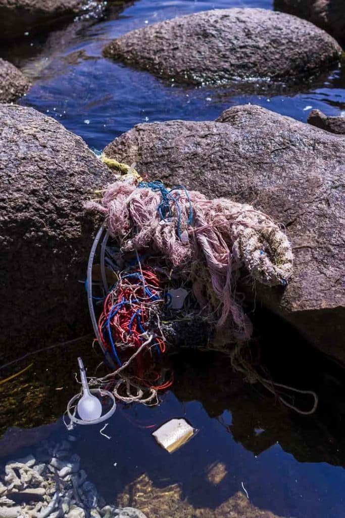 Ropes, nets and plastics washed up